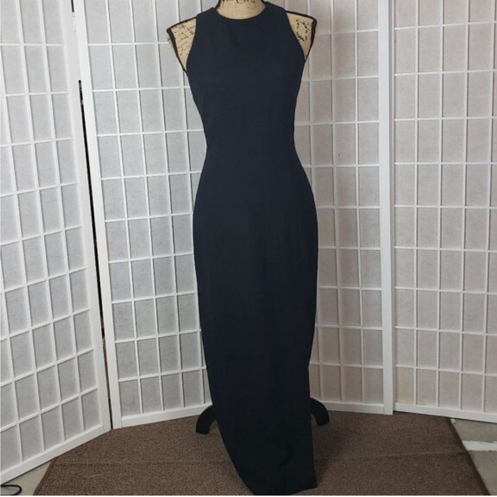 Ann Taylor Maxi Cross Back Side Slit Sleeveless Dress. Black. Size 8